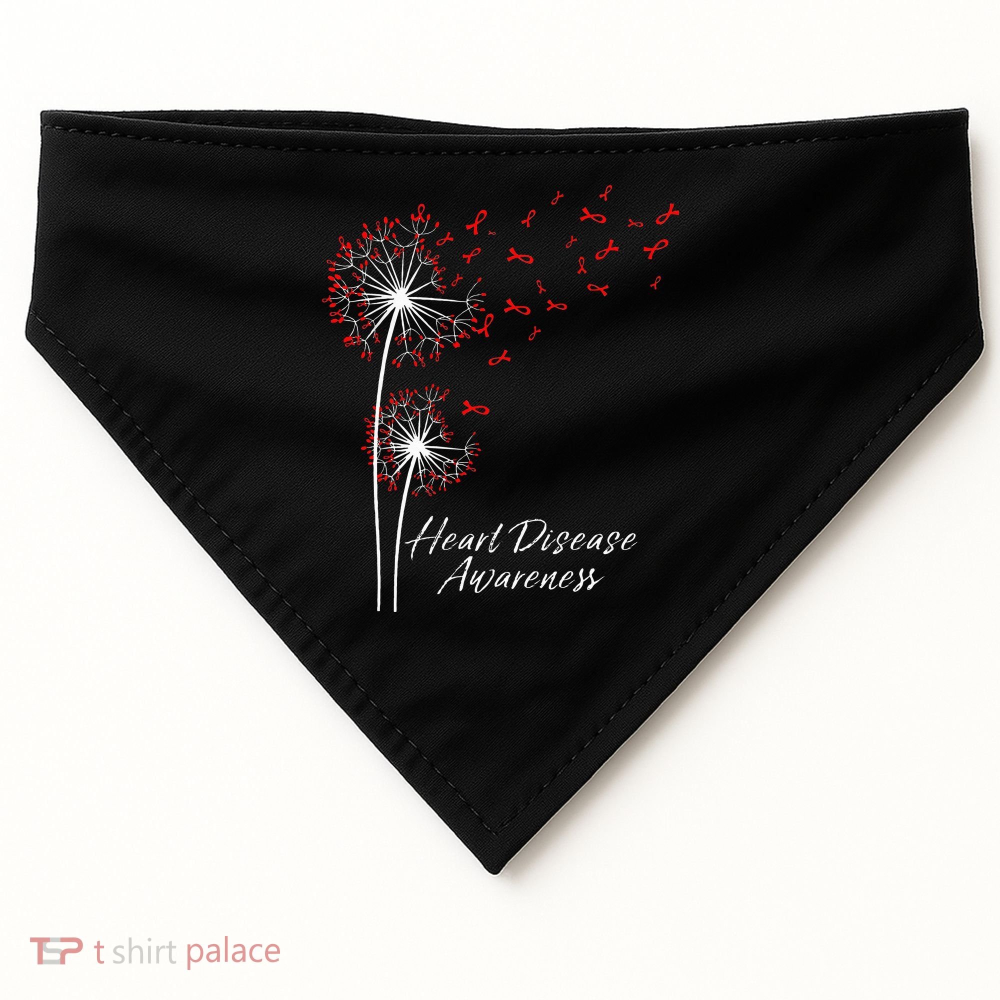 Dandelion Go Red Ribbon Heart Disease Awareness Month USA-Made Doggie Bandana