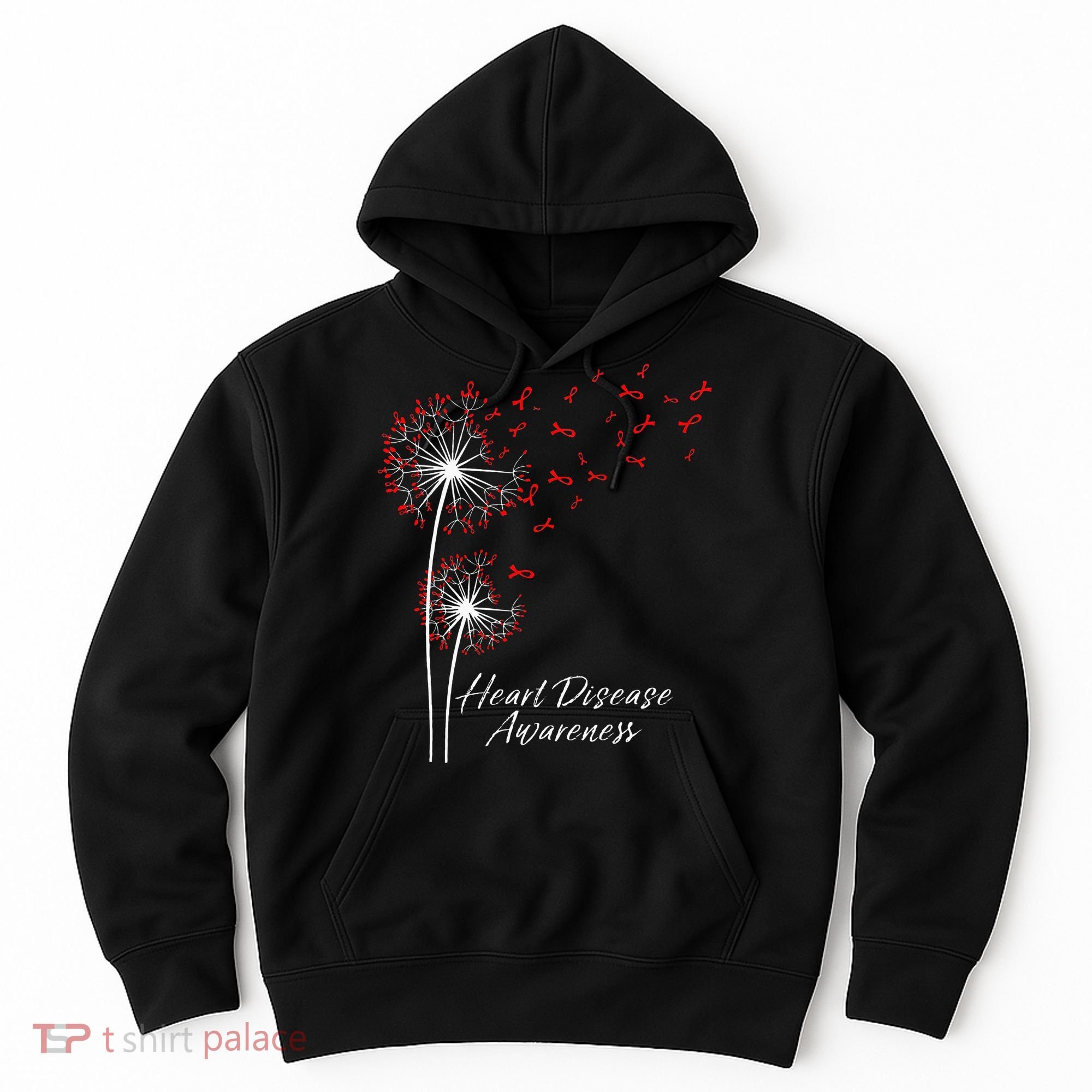 Dandelion Go Red Ribbon Heart Disease Awareness Month Hoodie