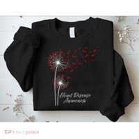 Dandelion Go Red Ribbon Heart Disease Awareness Month Sweatshirt thumb 2