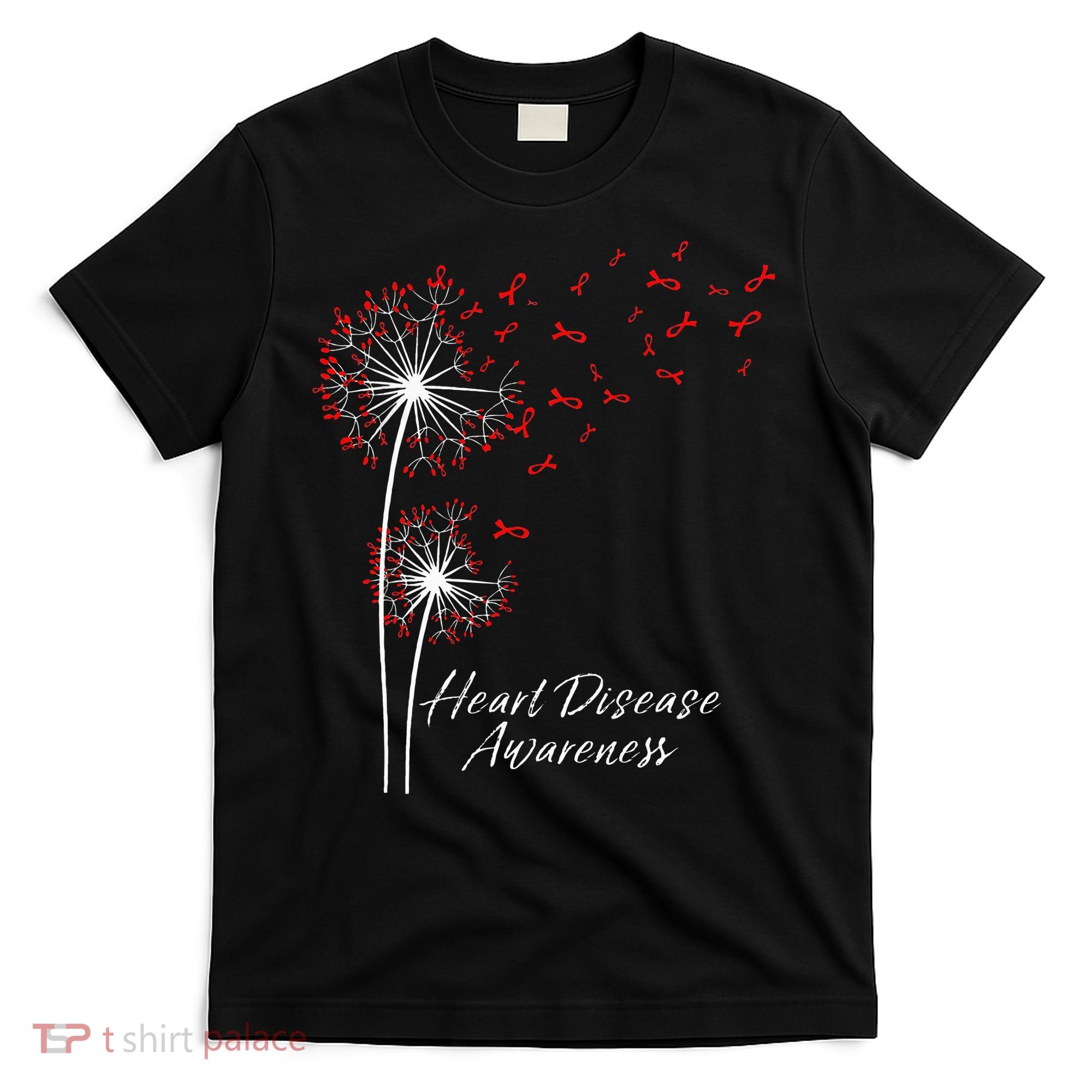 Dandelion Go Red Ribbon Heart Disease Awareness Month T-Shirt