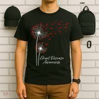 Dandelion Go Red Ribbon Heart Disease Awareness Month T-Shirt thumb 6
