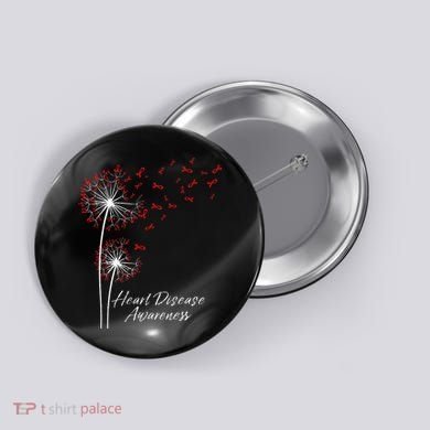 Dandelion Go Red Ribbon Heart Disease Awareness Month Button