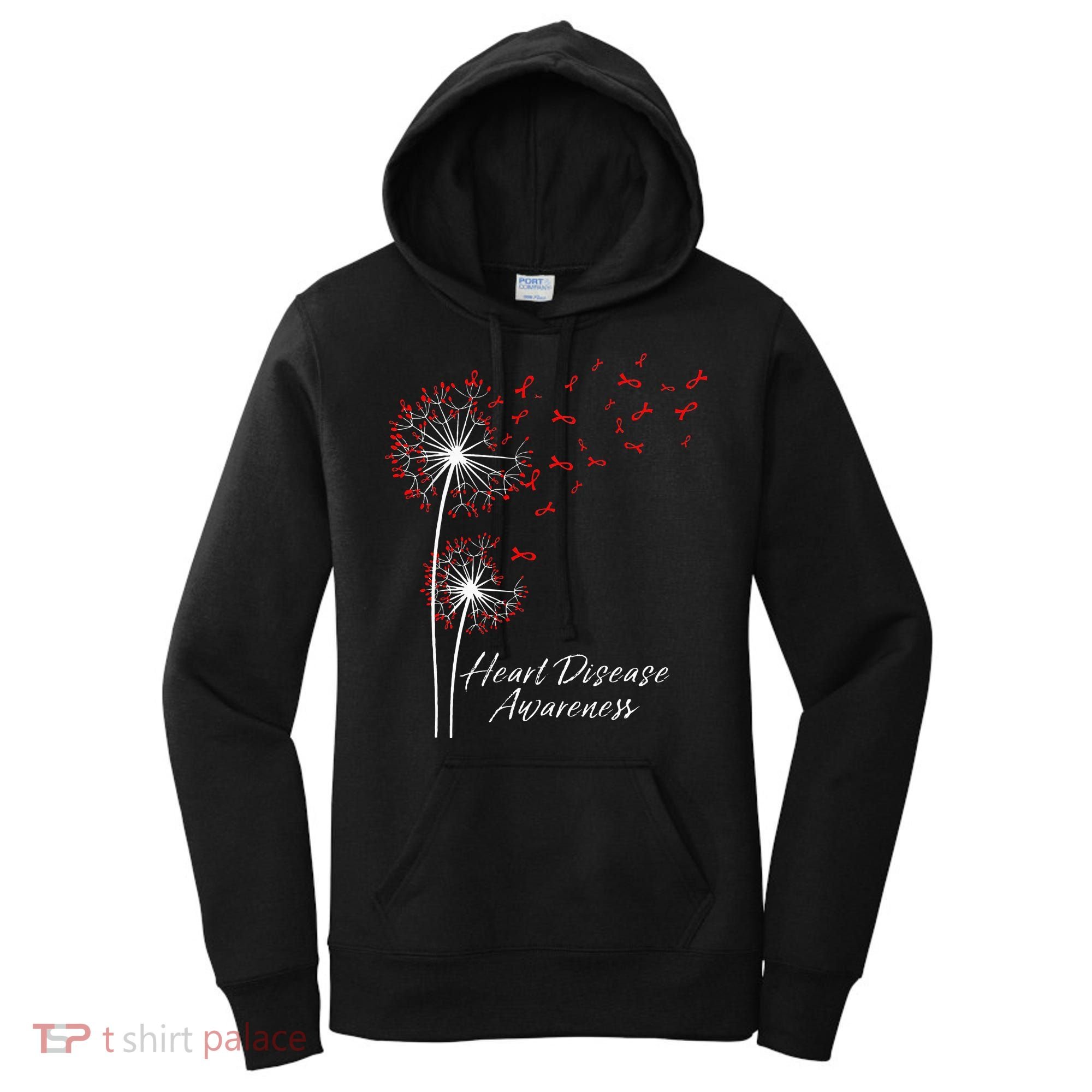 Dandelion Go Red Ribbon Heart Disease Awareness Month Women's Hoodie