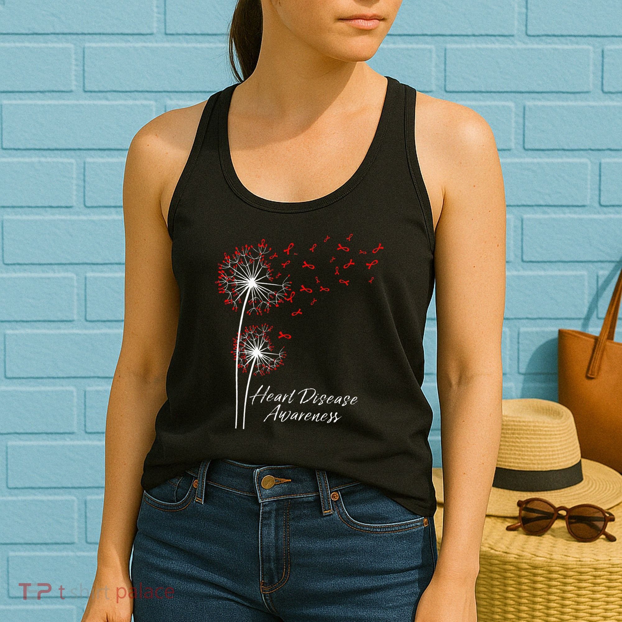 Dandelion Go Red Ribbon Heart Disease Awareness Month Women's Tank Top