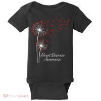 Dandelion Go Red Ribbon Heart Disease Awareness Month Baby Bodysuit thumb 0