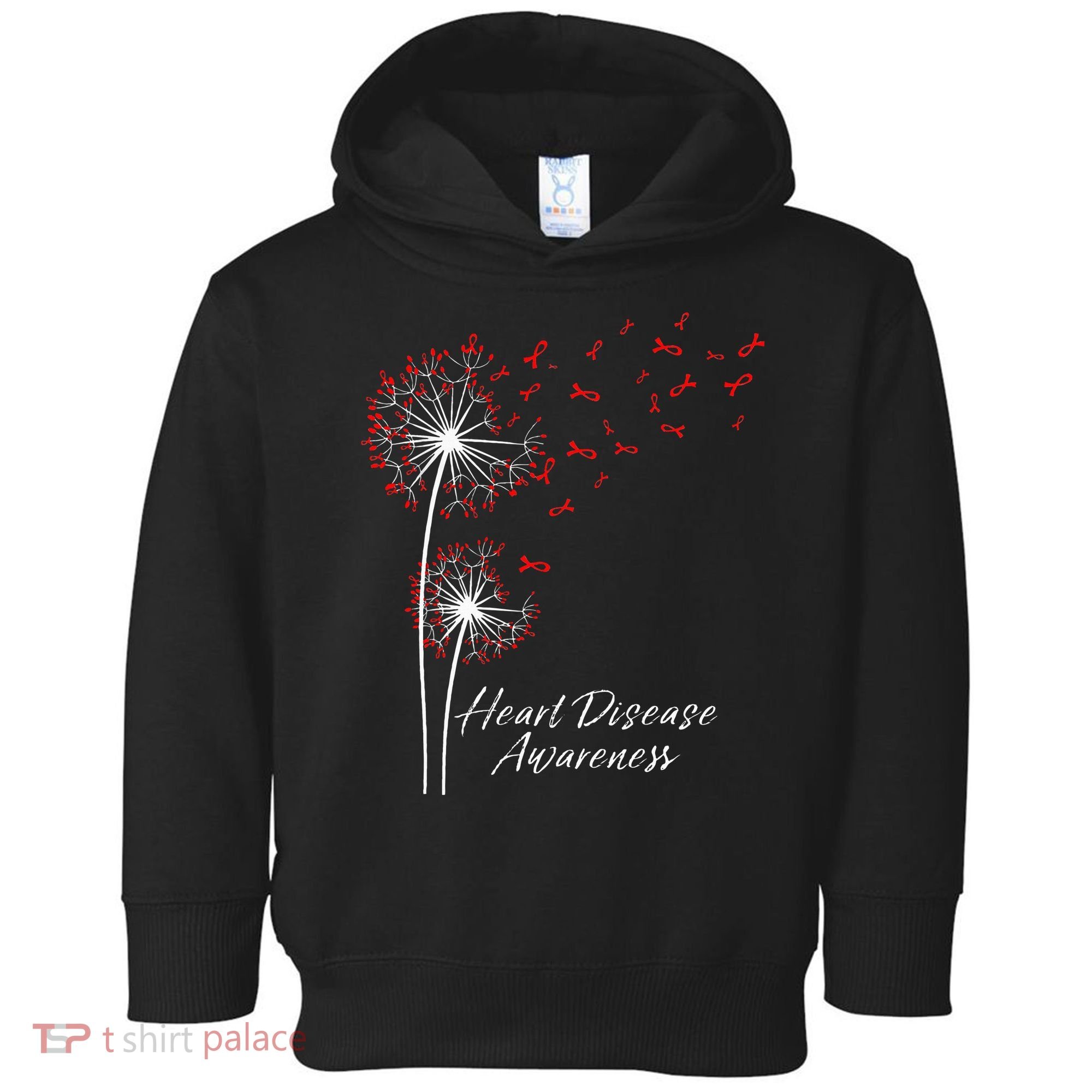 Dandelion Go Red Ribbon Heart Disease Awareness Month Toddler Hoodie