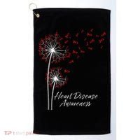 Dandelion Go Red Ribbon Heart Disease Awareness Month Golf Towel thumb 0