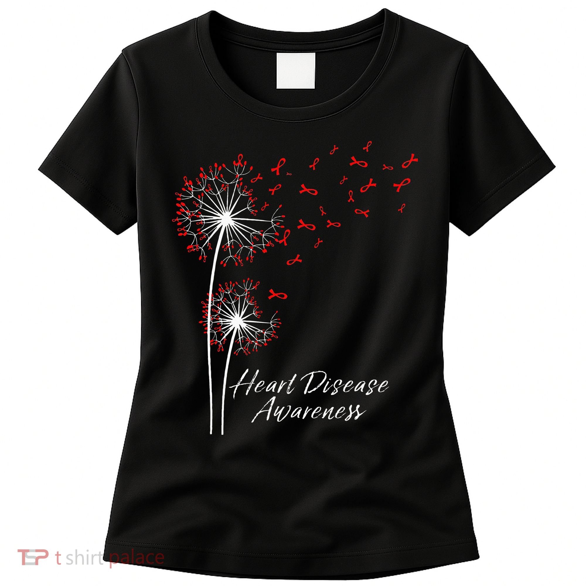 Dandelion Go Red Ribbon Heart Disease Awareness Month Women's T-Shirt