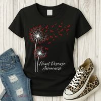 Dandelion Go Red Ribbon Heart Disease Awareness Month Women's T-Shirt thumb 3
