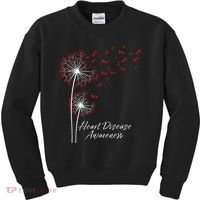 Dandelion Go Red Ribbon Heart Disease Awareness Month Kids Sweatshirt thumb 0