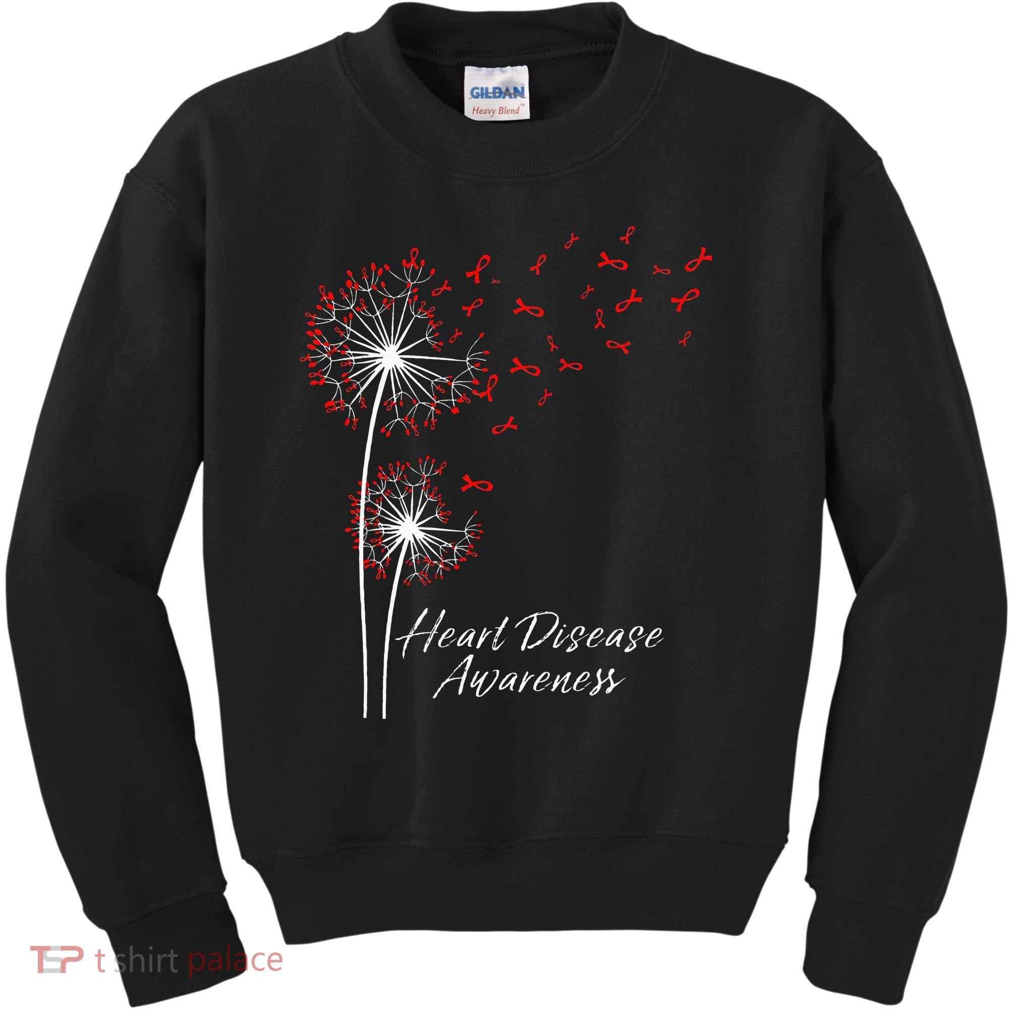 Dandelion Go Red Ribbon Heart Disease Awareness Month Kids Sweatshirt