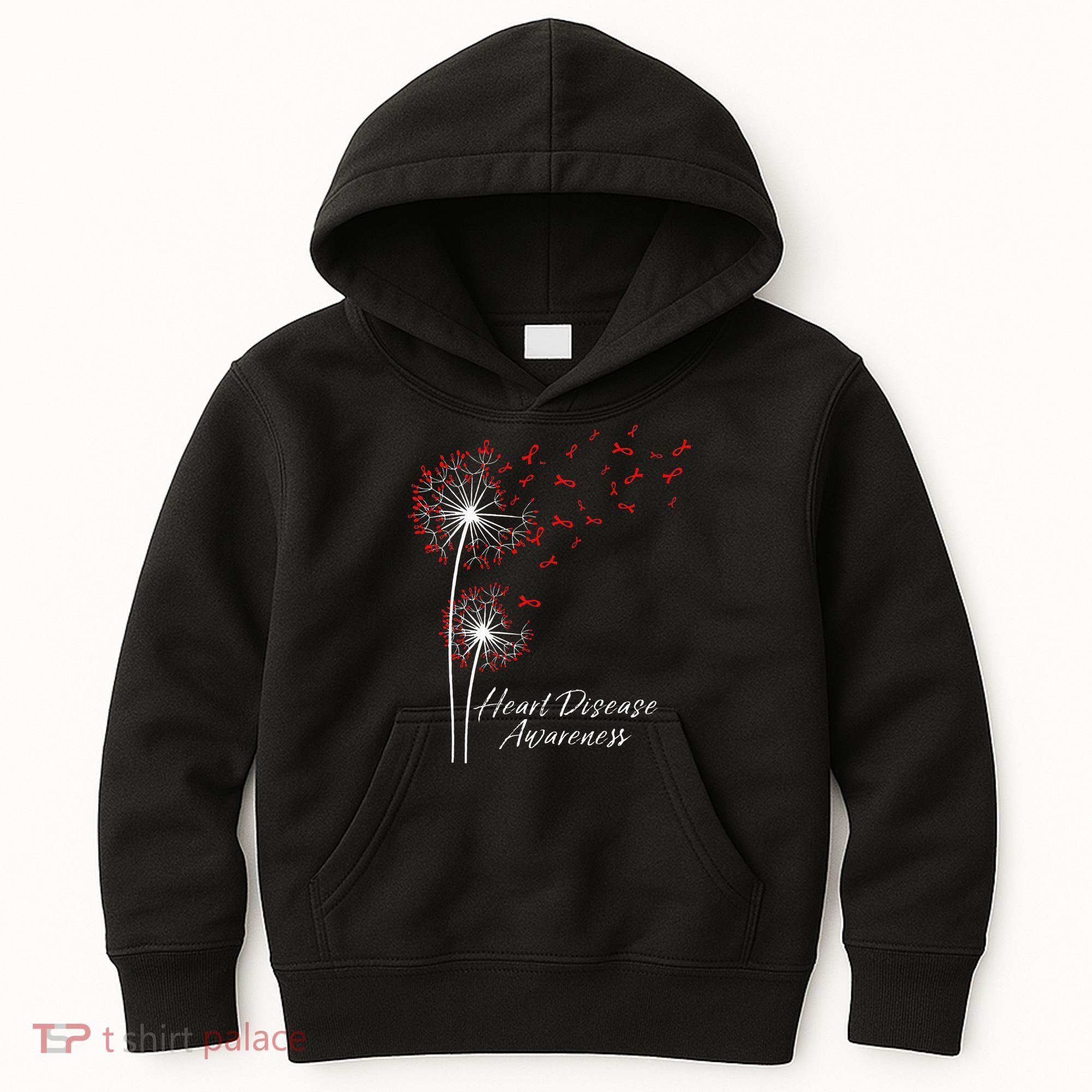 Dandelion Go Red Ribbon Heart Disease Awareness Month Kids Hoodie