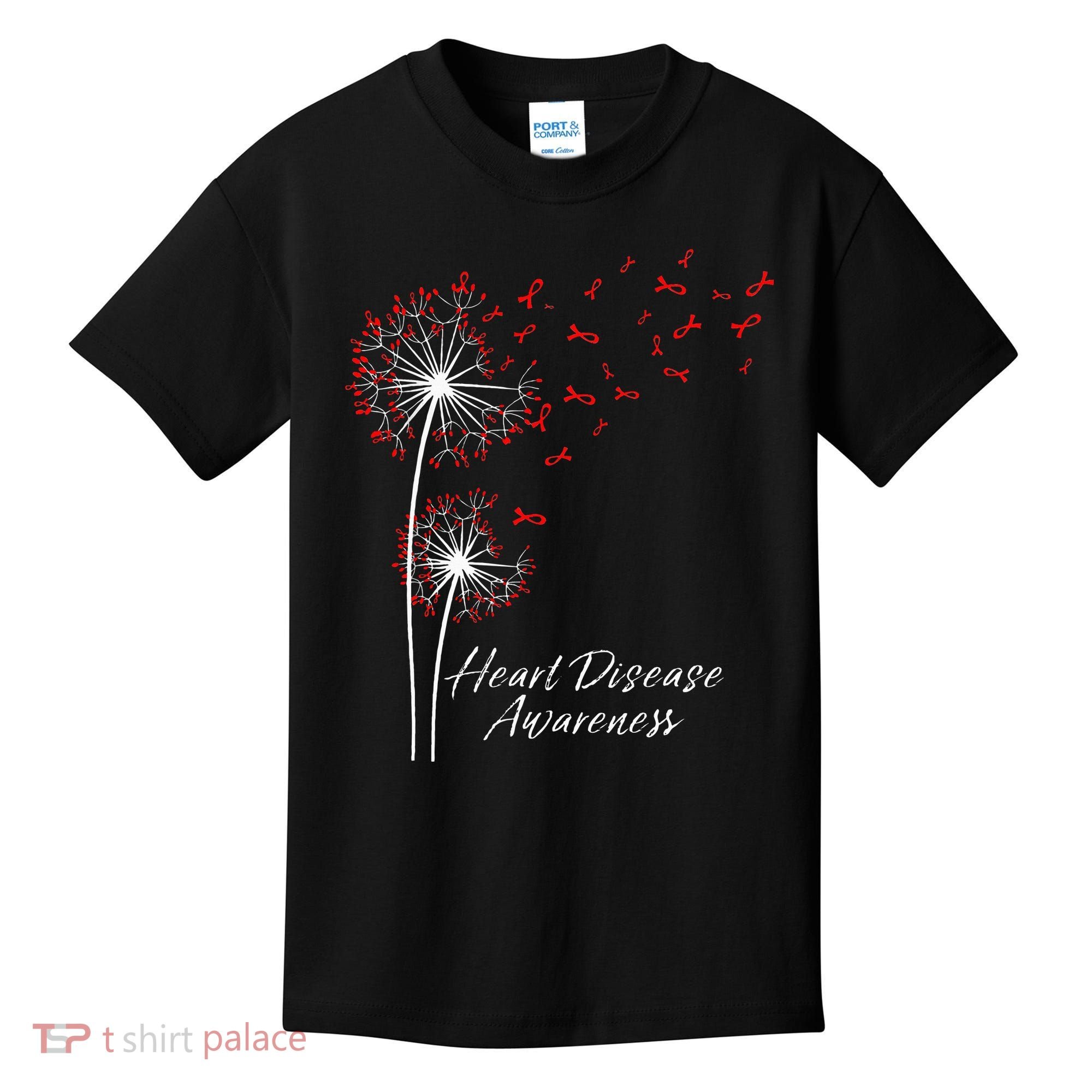 Dandelion Go Red Ribbon Heart Disease Awareness Month Kids T-Shirt