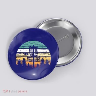 Disc Golf Retro Shirt, Sunset Vintage Frisbee Golf Button