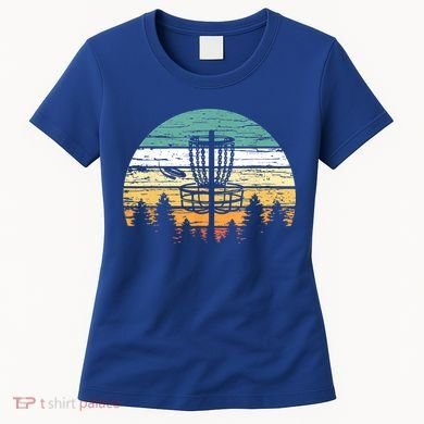 Disc Golf Retro Shirt, Sunset Vintage Frisbee Golf Women's T-Shirt
