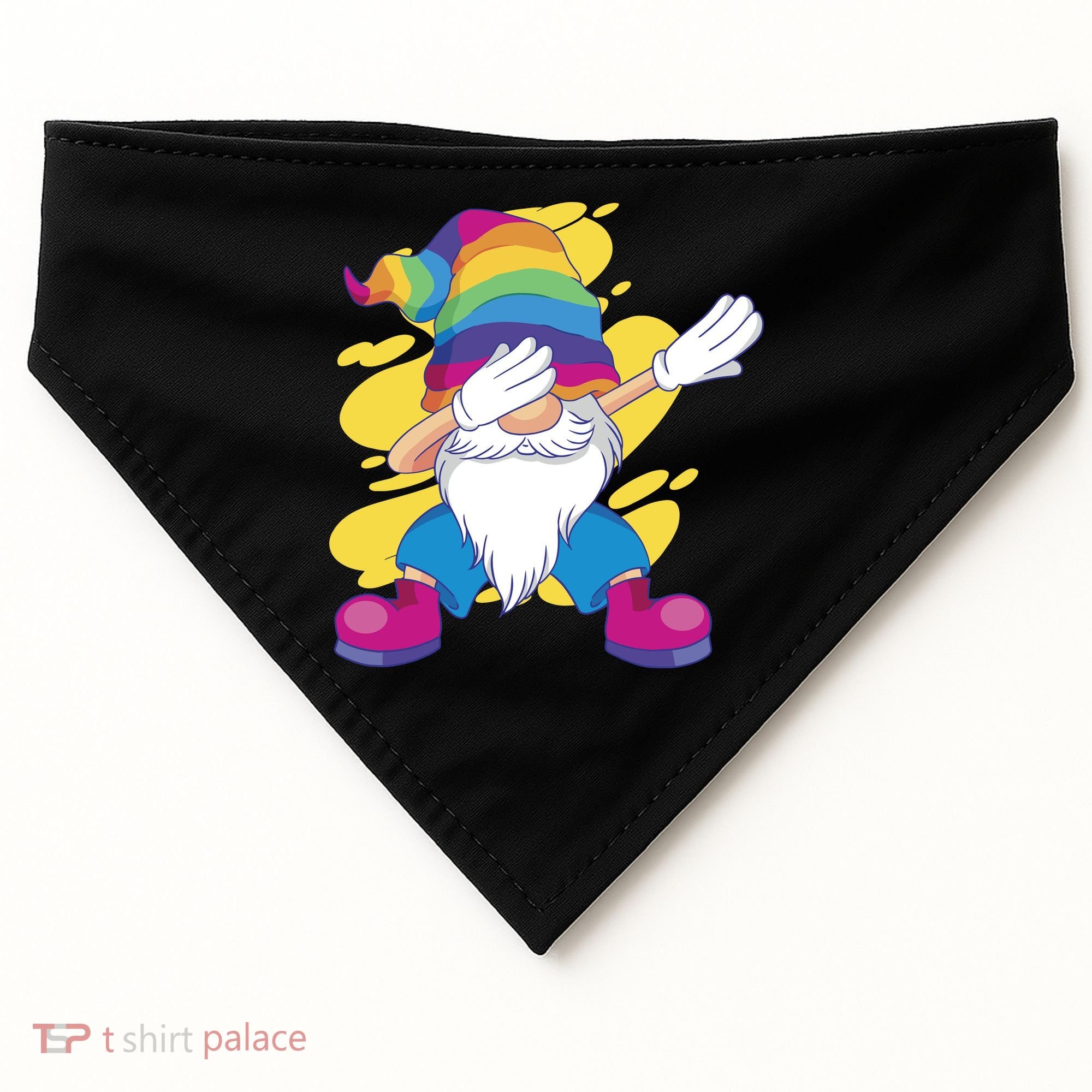 Dabbing Gnome Rainbow USA-Made Doggie Bandana