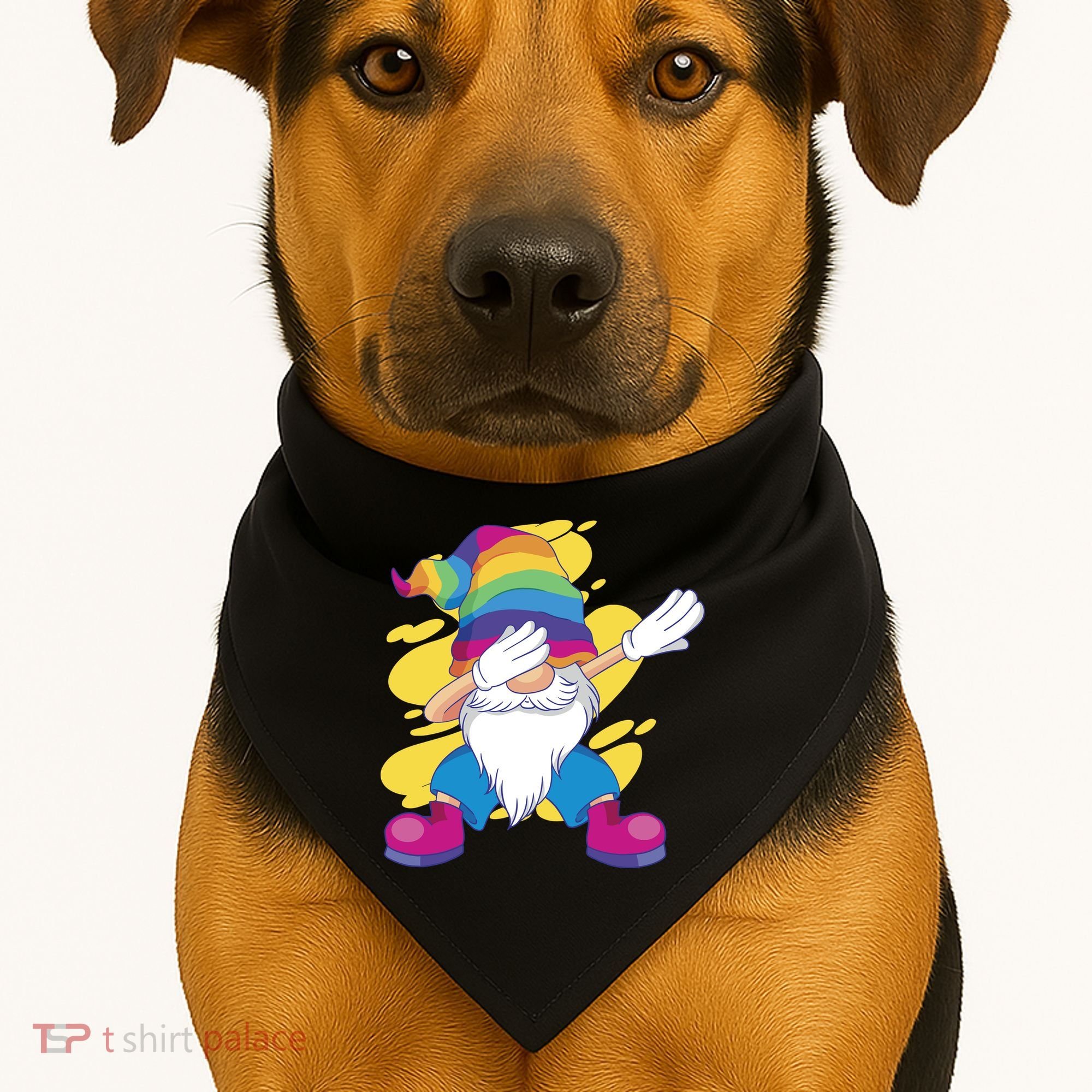 Dabbing Gnome Rainbow USA-Made Doggie Bandana