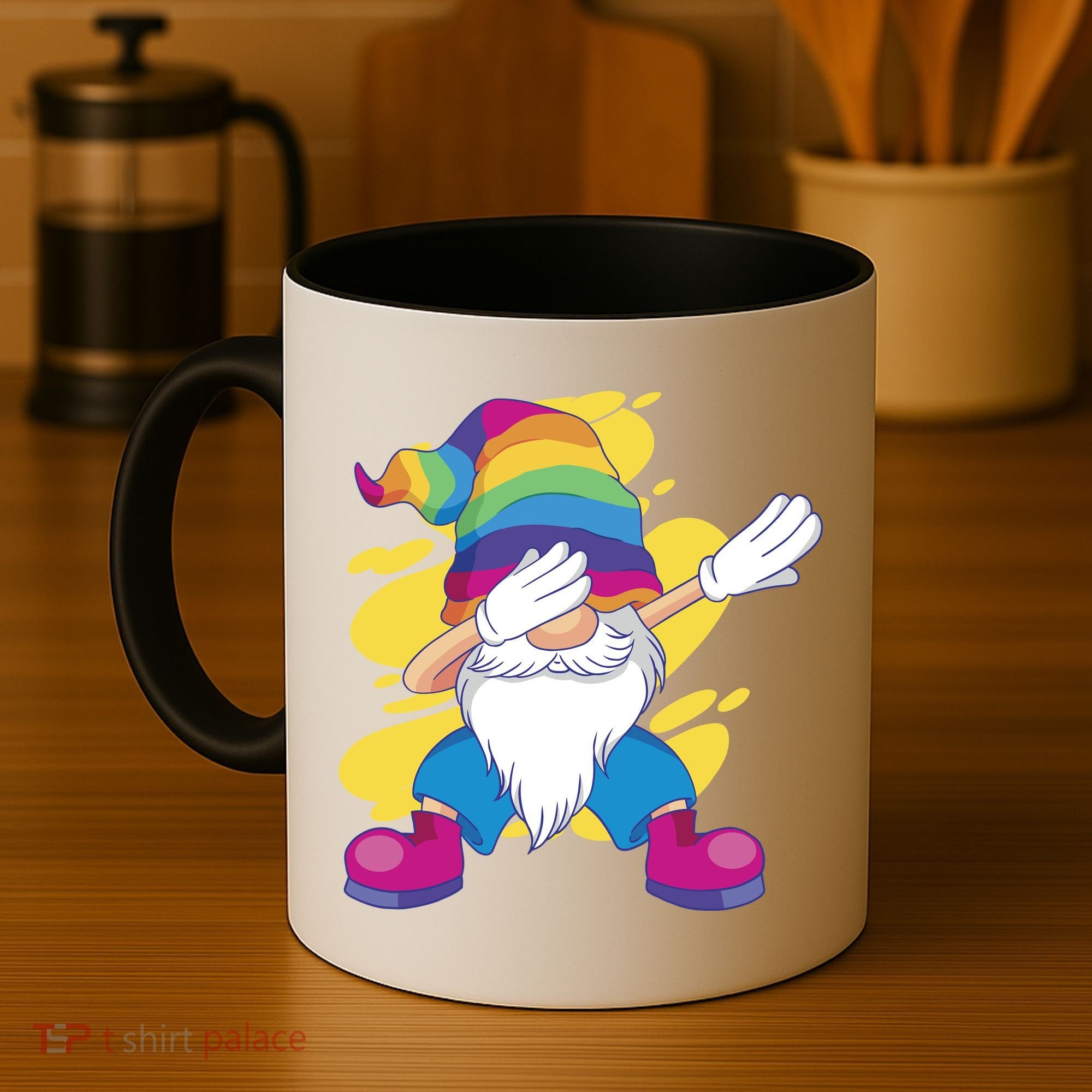 Dabbing Gnome Rainbow Coffee Mug