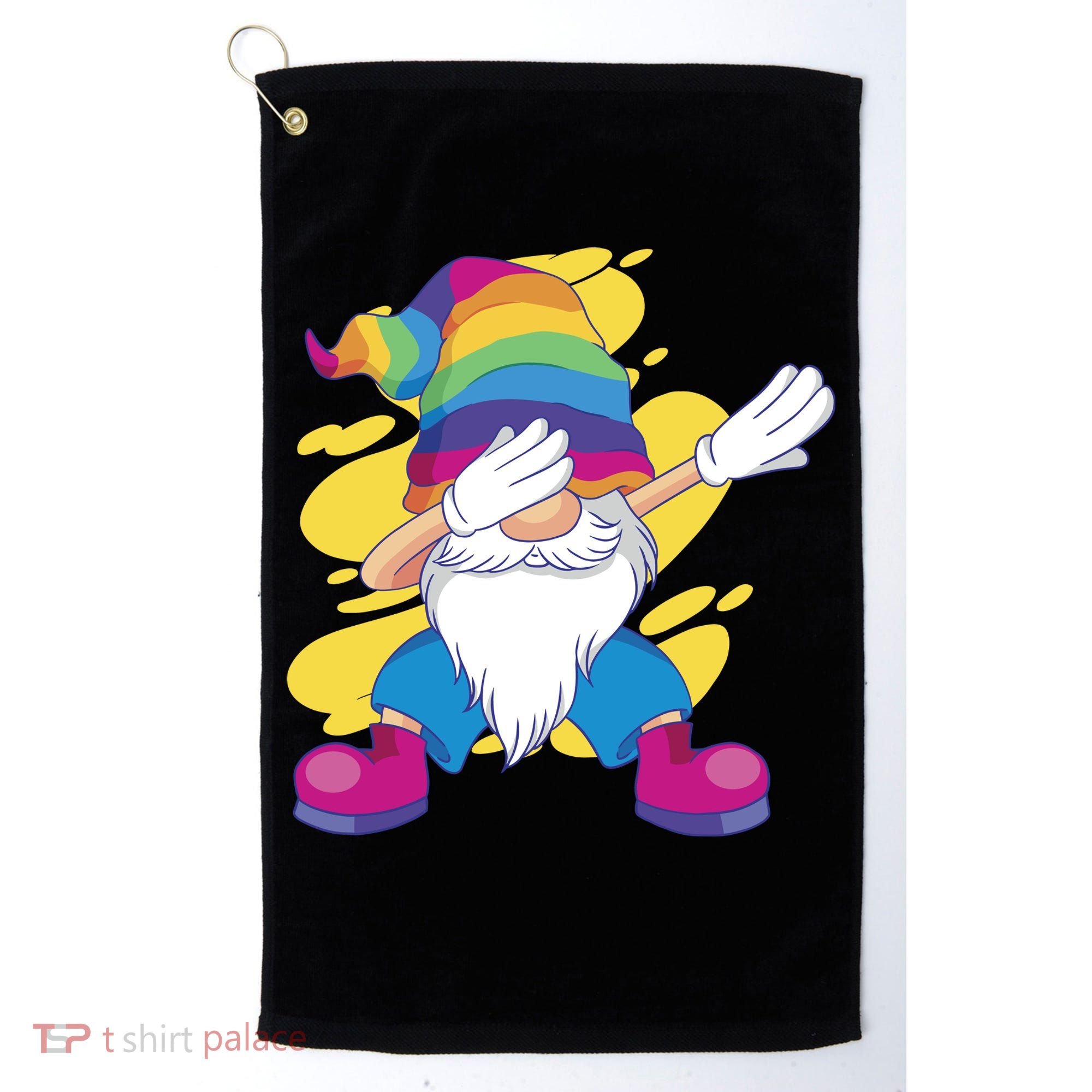 Dabbing Gnome Rainbow Golf Towel