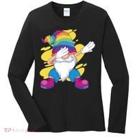 Dabbing Gnome Rainbow Women's Long Sleeve Shirt thumb 0