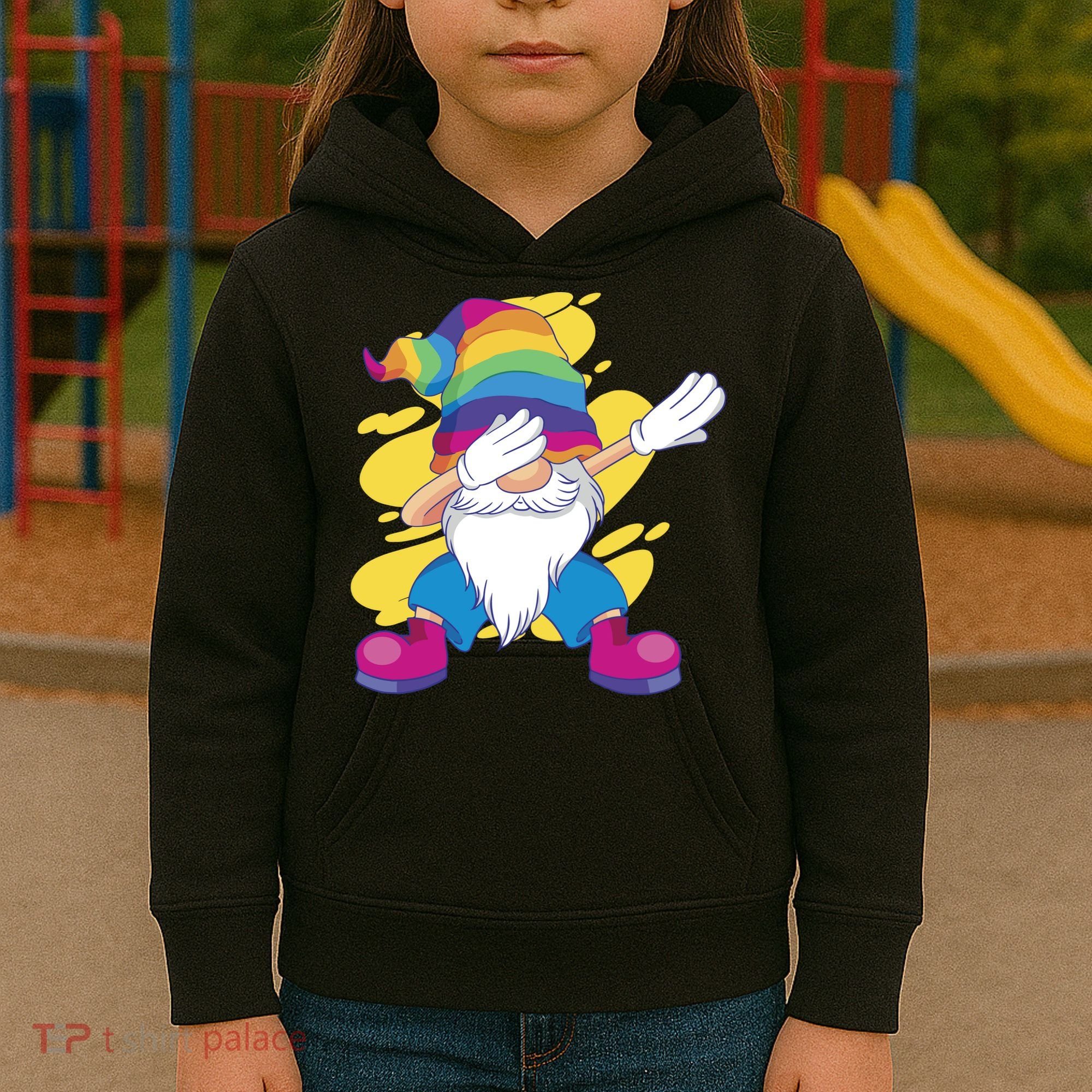 Dabbing Gnome Rainbow Kids Hoodie