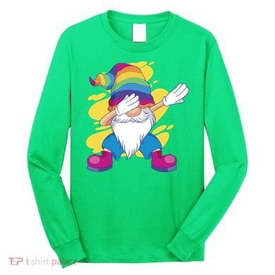 Dabbing Gnome Rainbow Long Sleeve Shirt