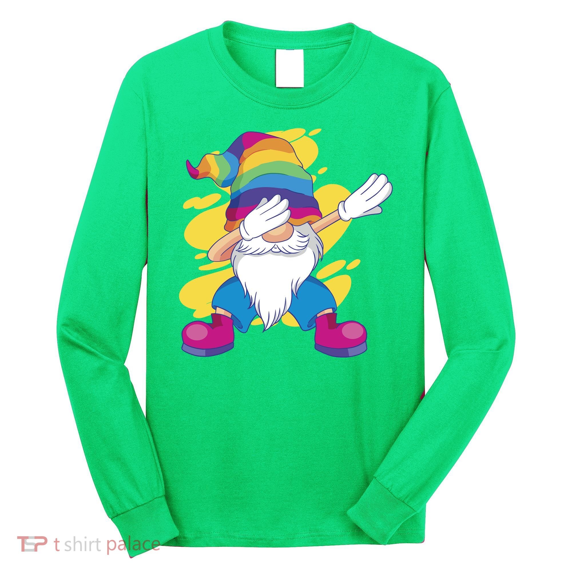 Dabbing Gnome Rainbow Long Sleeve Shirt