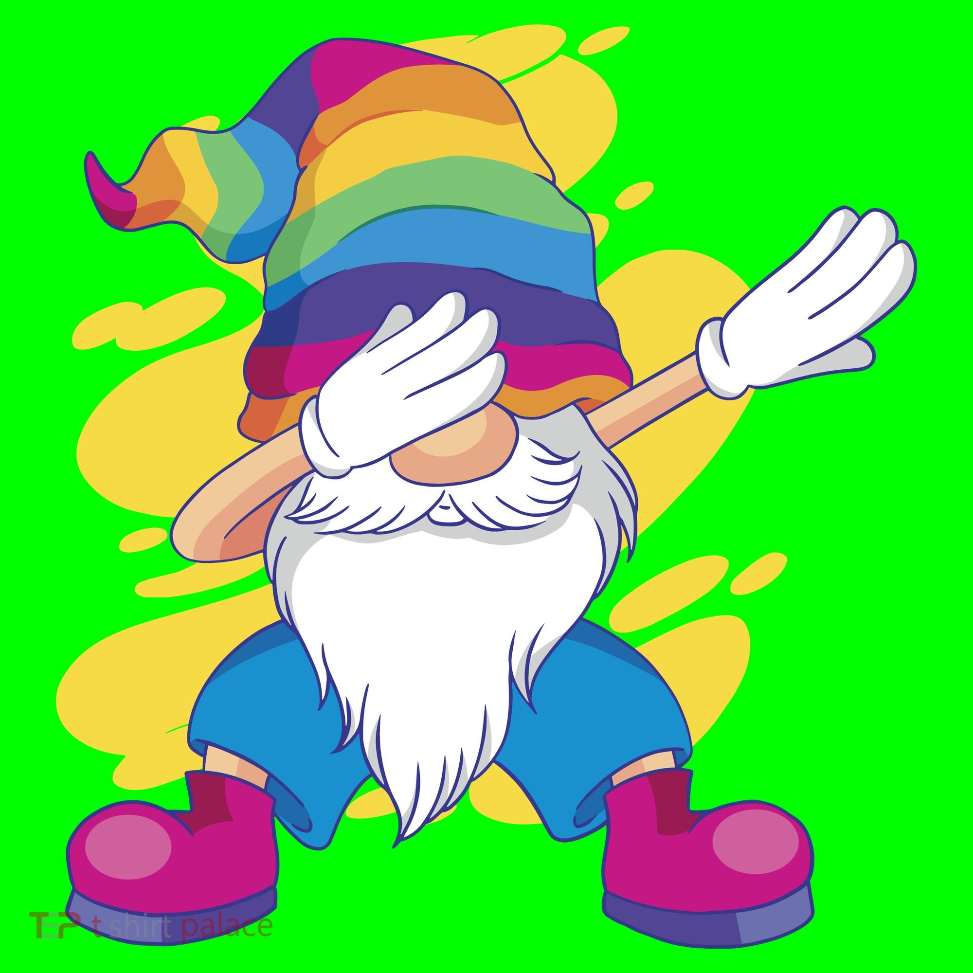 Dabbing Gnome Rainbow Button
