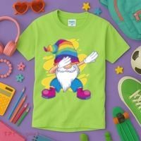 Dabbing Gnome Rainbow Kids T-Shirt thumb 3