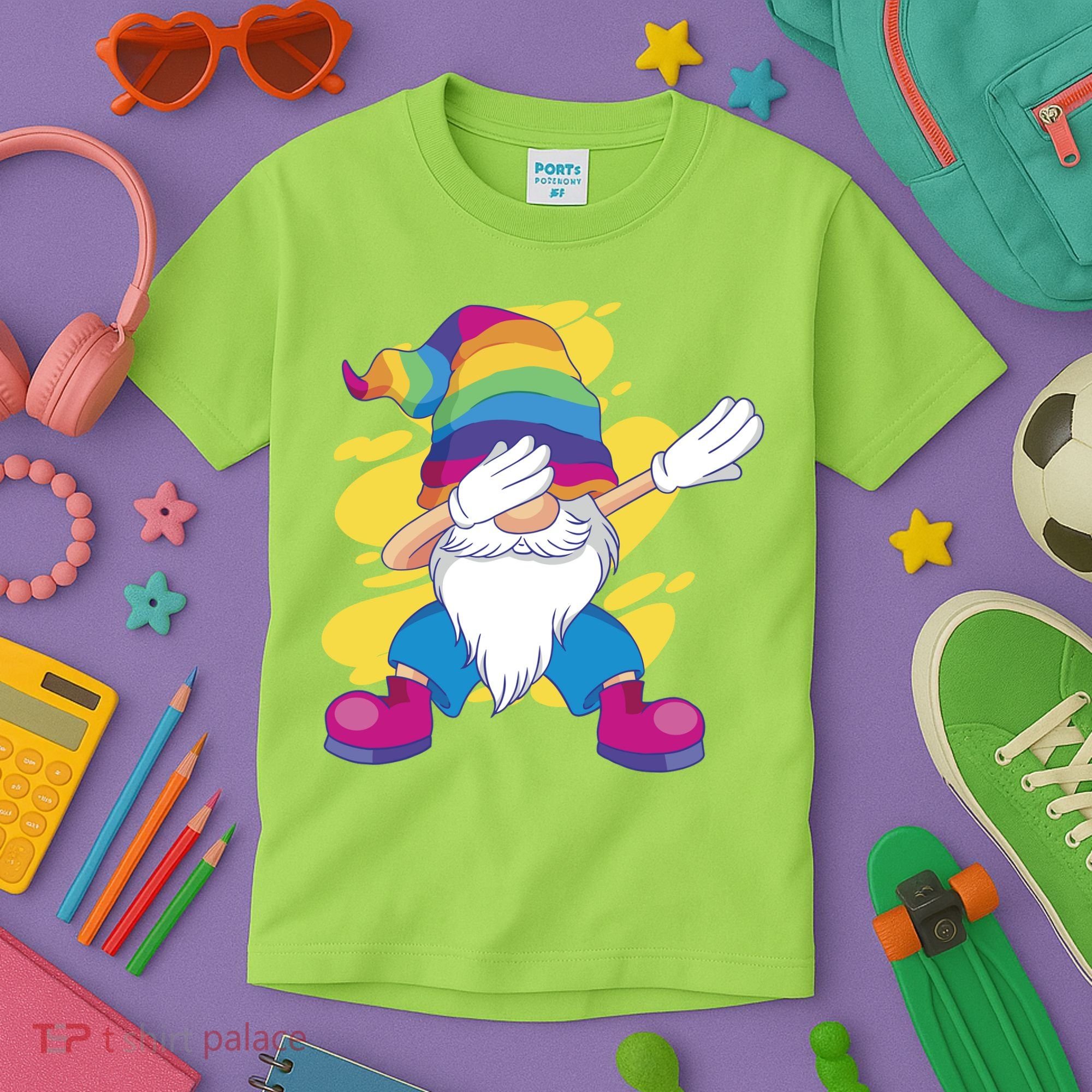 Dabbing Gnome Rainbow Kids T-Shirt