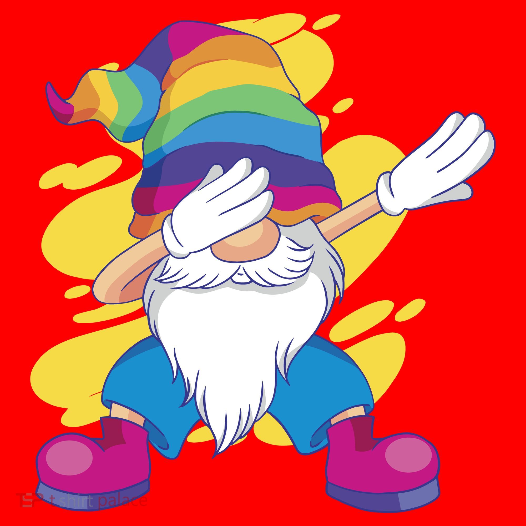 Dabbing Gnome Rainbow Santa Hat