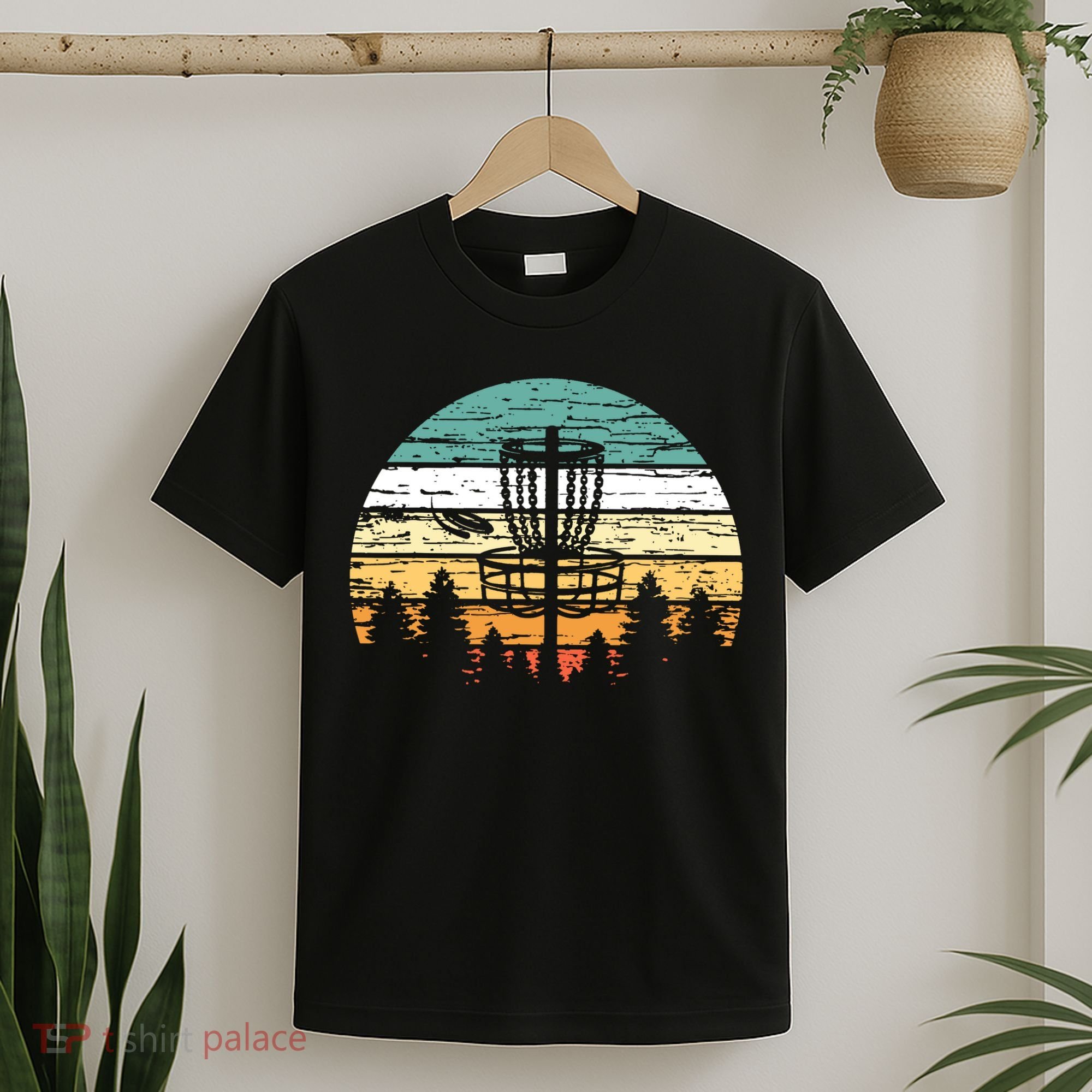 Disc Golf Retro Sunset Vintage Frisbee Golf T-Shirt