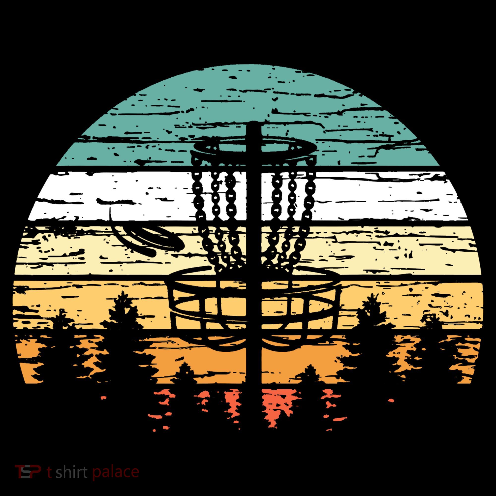 Disc Golf Retro Sunset Vintage Frisbee Golf T-Shirt