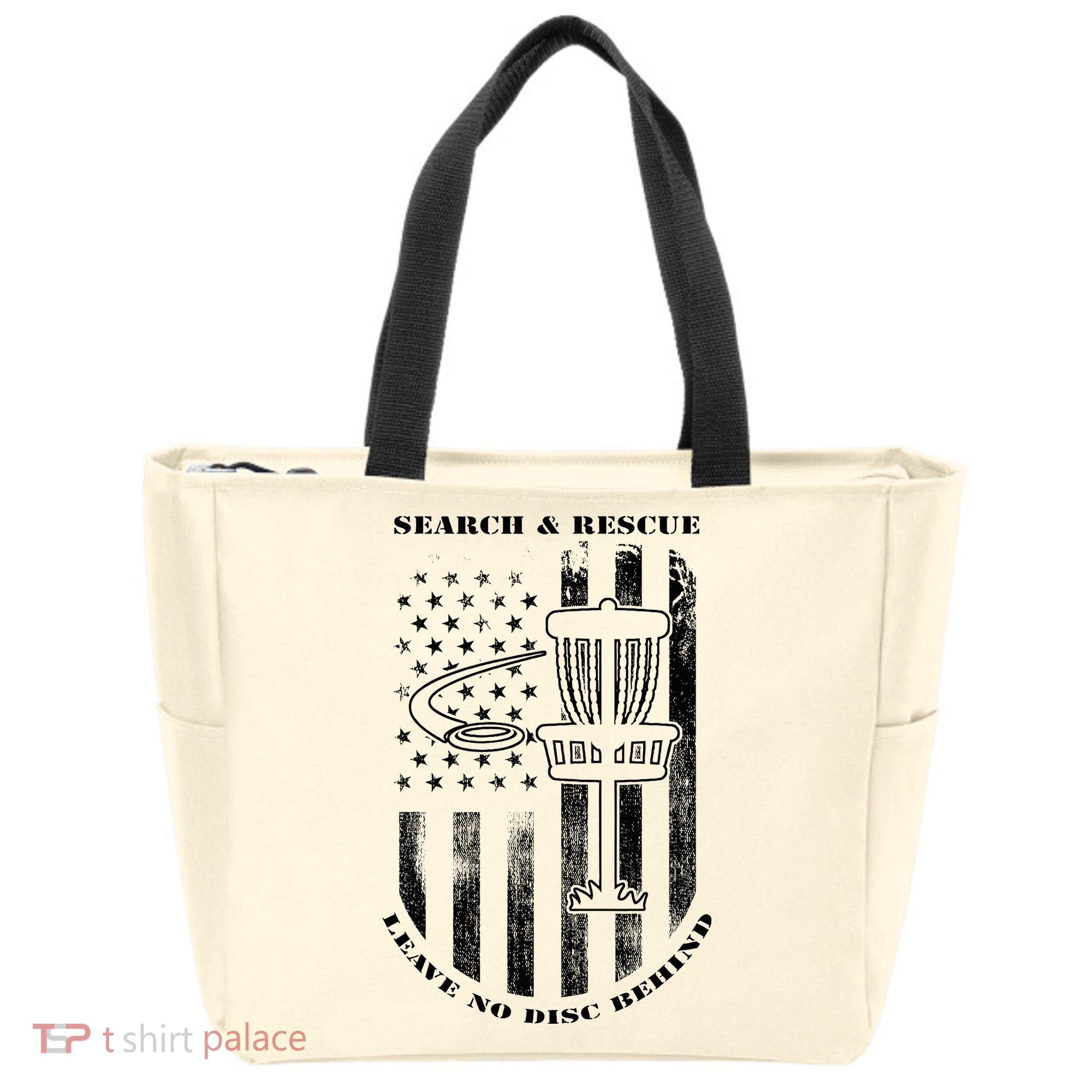 Disc Golf Rescue Squad Never Lose a Disc Black Tote Bag
