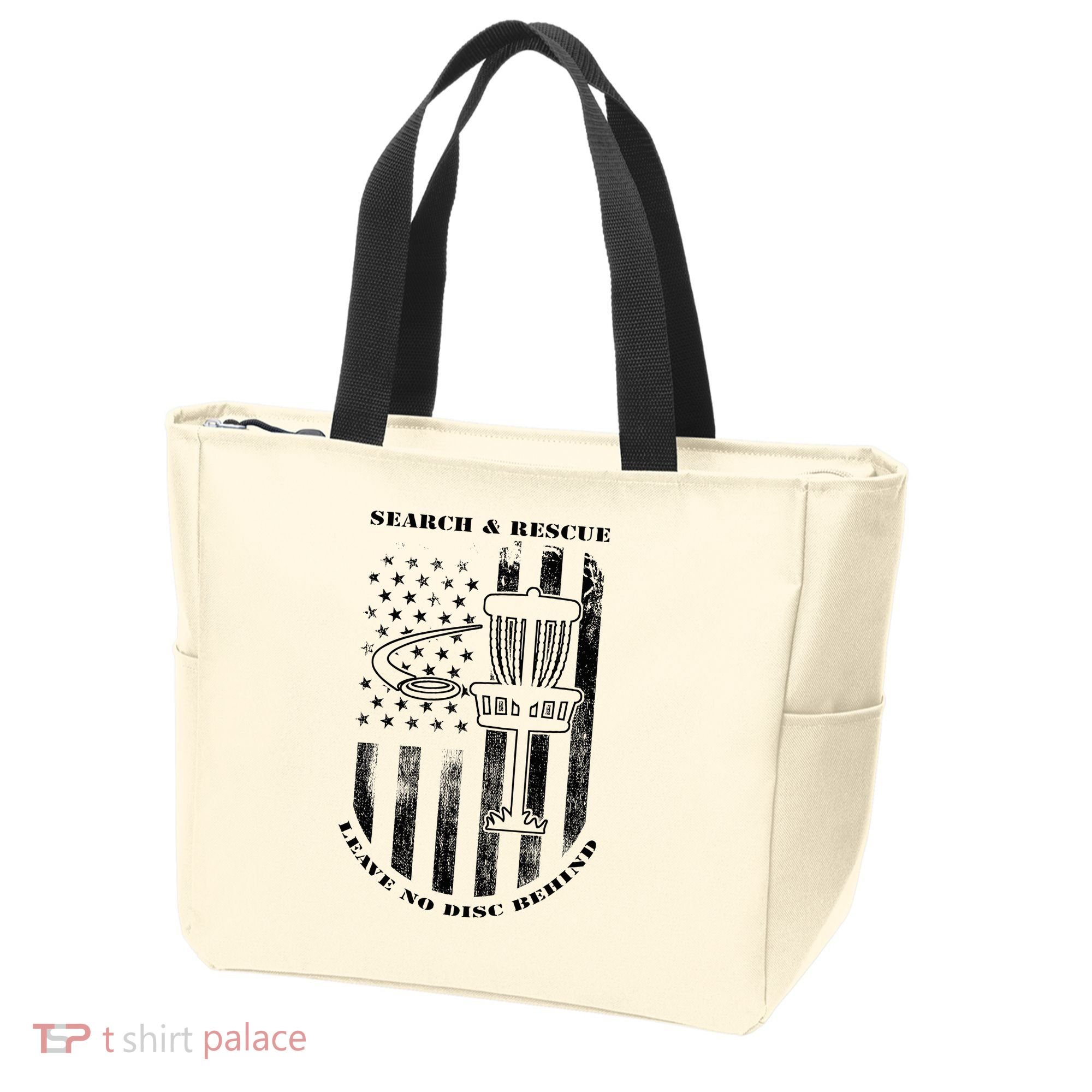 Disc Golf Rescue Squad Never Lose a Disc Black Tote Bag