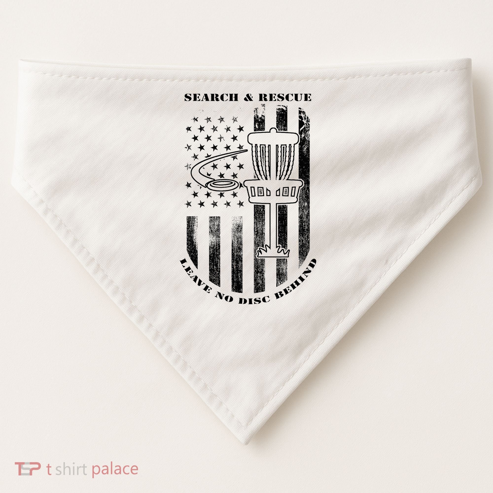 Disc Golf Rescue Squad Never Lose a Disc Black USA-Made Doggie Bandana