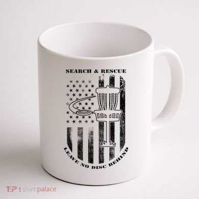 Disc Golf Rescue Squad Never Lose a Disc Black Coffee Mug back
