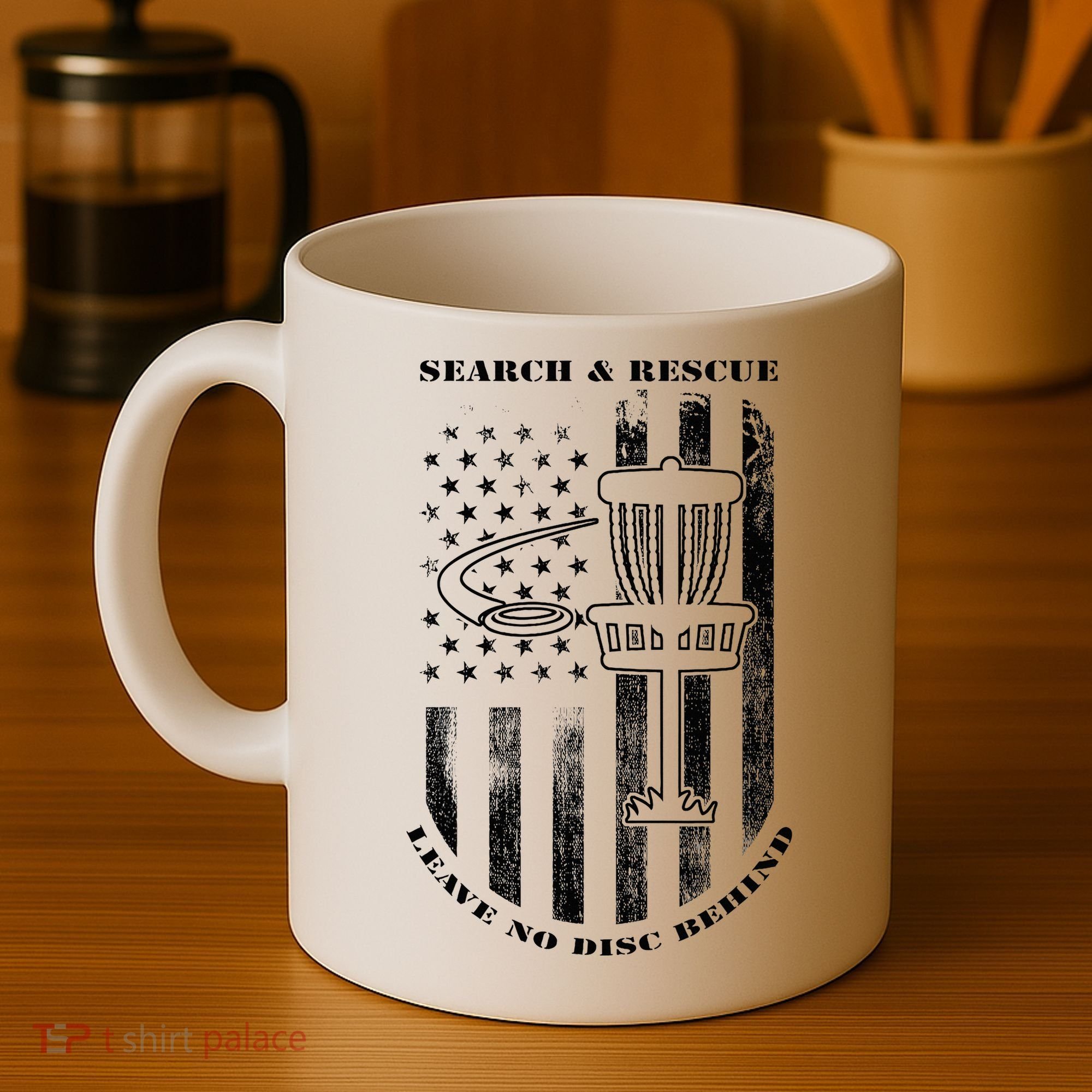 Disc Golf Rescue Squad Never Lose a Disc Black Coffee Mug