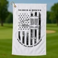 Disc Golf Rescue Squad Never Lose a Disc Black Golf Towel thumb 1
