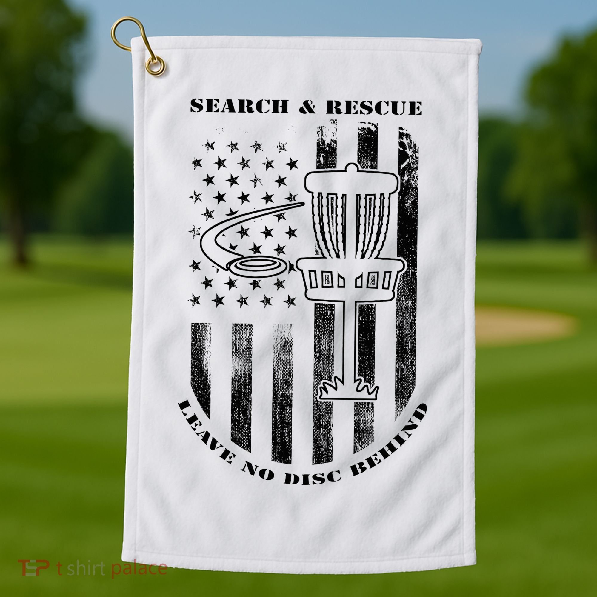 Disc Golf Rescue Squad Never Lose a Disc Black Golf Towel