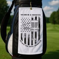 Disc Golf Rescue Squad Never Lose a Disc Black Golf Towel thumb 2