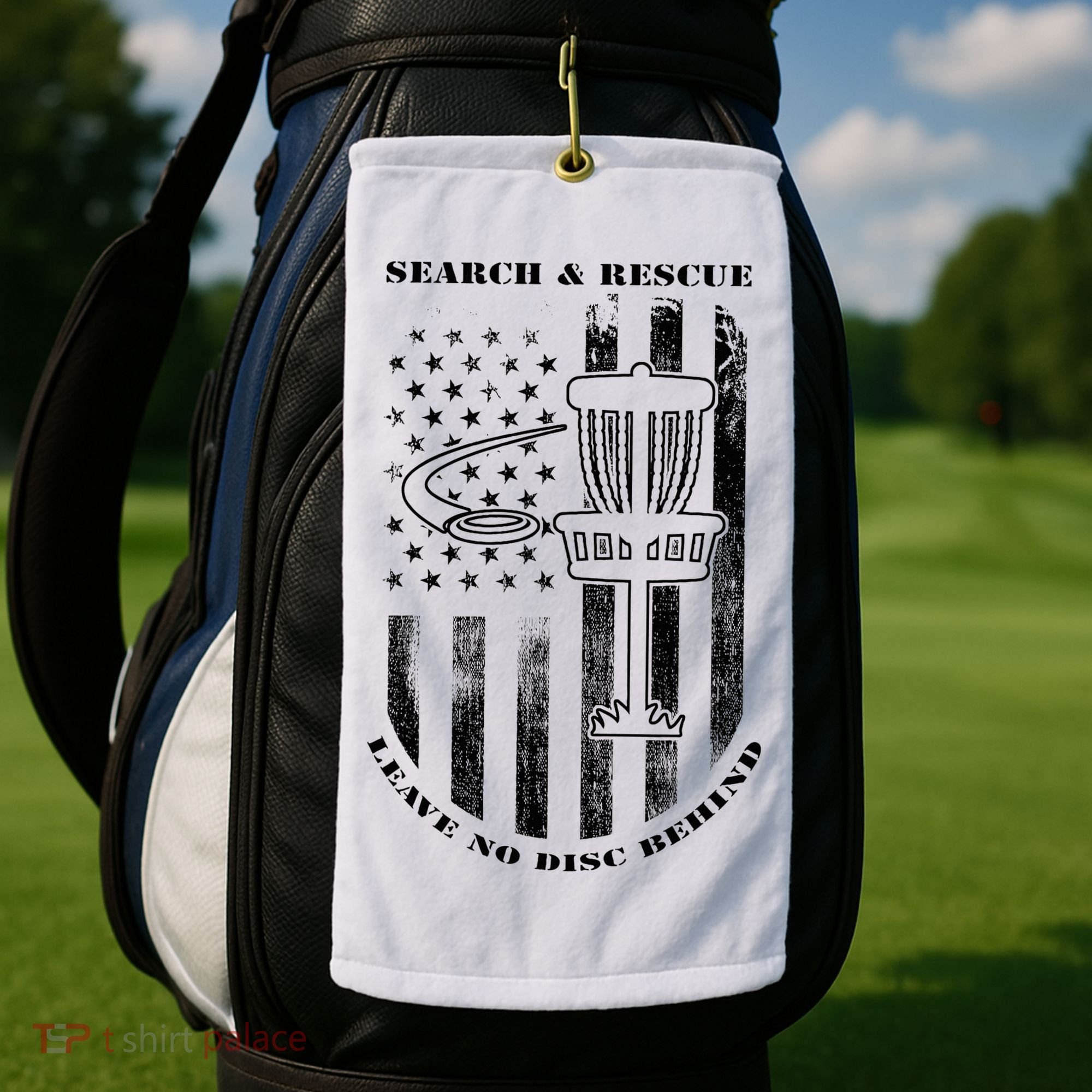 Disc Golf Rescue Squad Never Lose a Disc Black Golf Towel