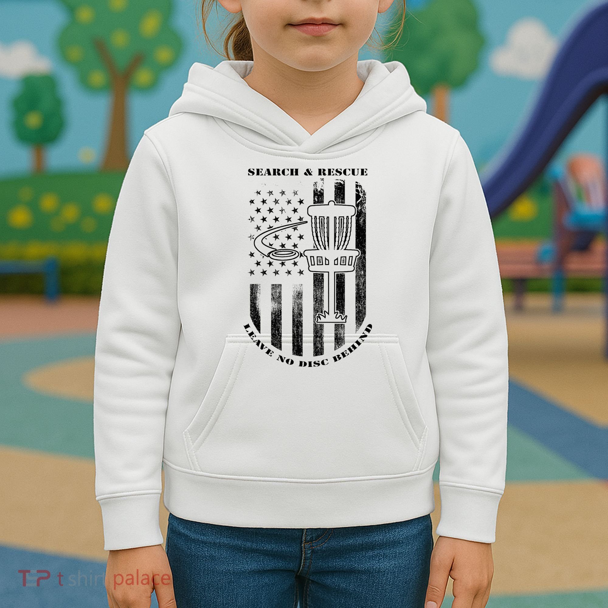 Disc Golf Rescue Squad Never Lose a Disc Black Kids Hoodie