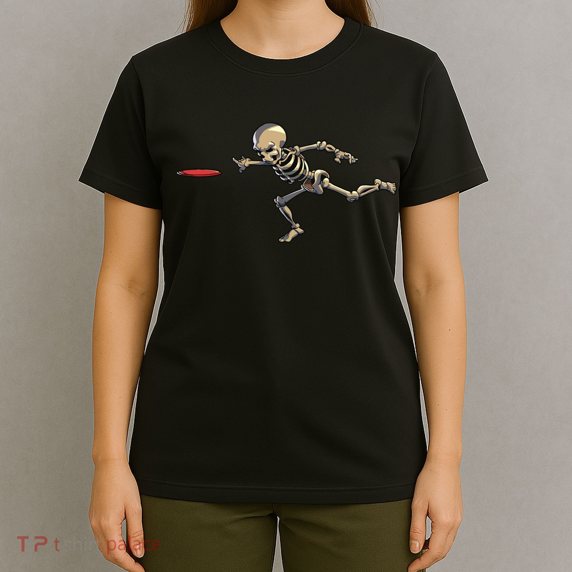 Disc Golfing Skeleton Halloween Disc Golf Halloween T-Shirt