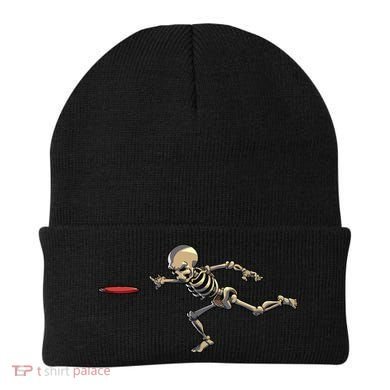Disc Golfing Skeleton Halloween Disc Golf Halloween Beanie