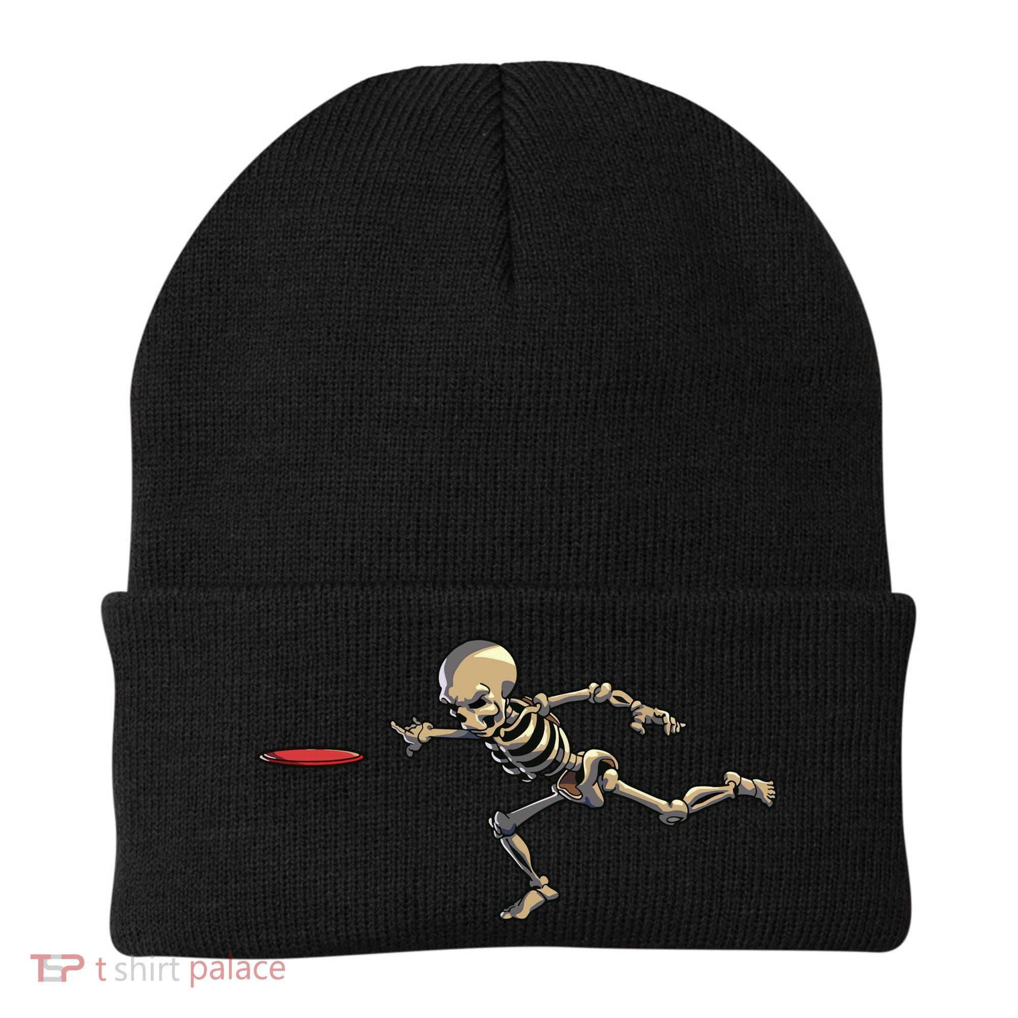 Disc Golfing Skeleton Halloween Disc Golf Halloween Beanie