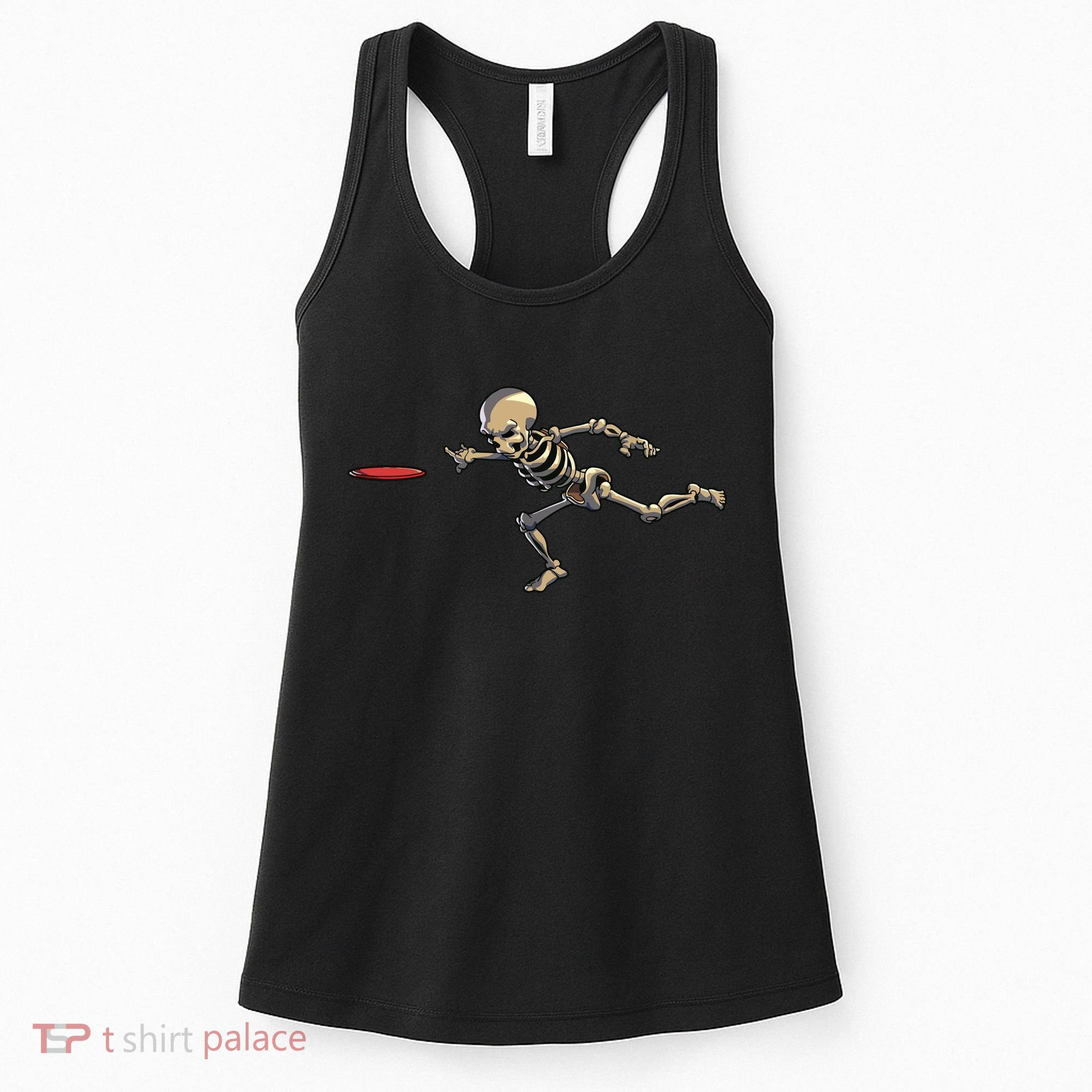Disc Golfing Skeleton Halloween Disc Golf Halloween Women's Tank Top