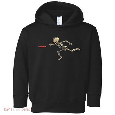 Disc Golfing Skeleton Halloween Disc Golf Halloween Toddler Hoodie
