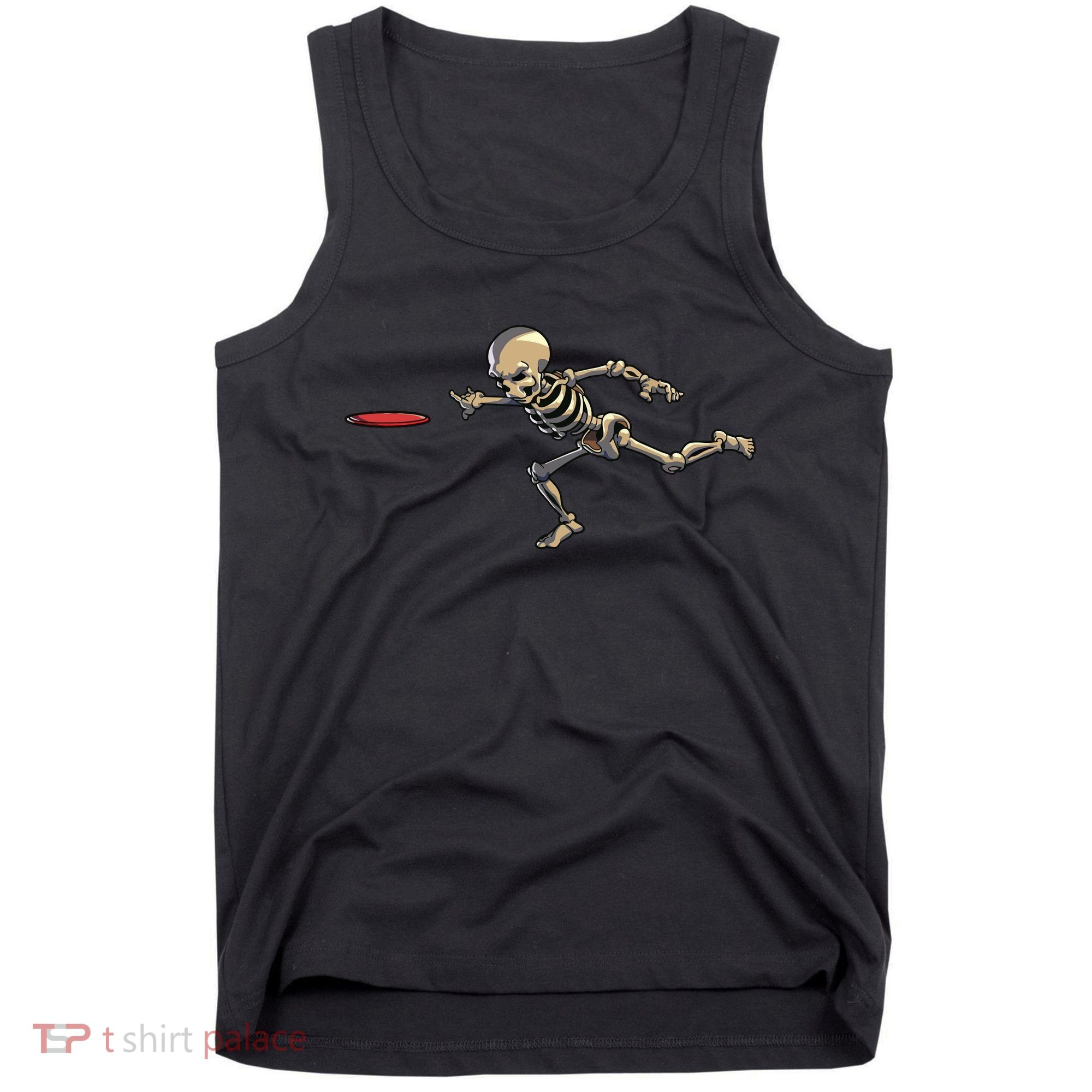 Disc Golfing Skeleton Halloween Disc Golf Halloween Tank Top