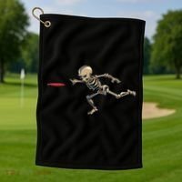 Disc Golfing Skeleton Halloween Disc Golf Halloween Golf Towel thumb 1